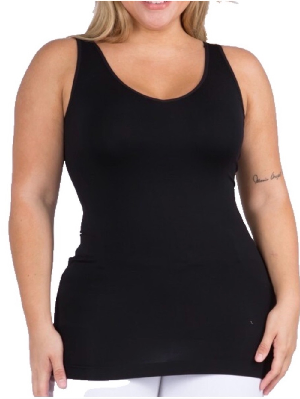 Plus Yelete Black V or U Neckline Reversible Seamless Tank